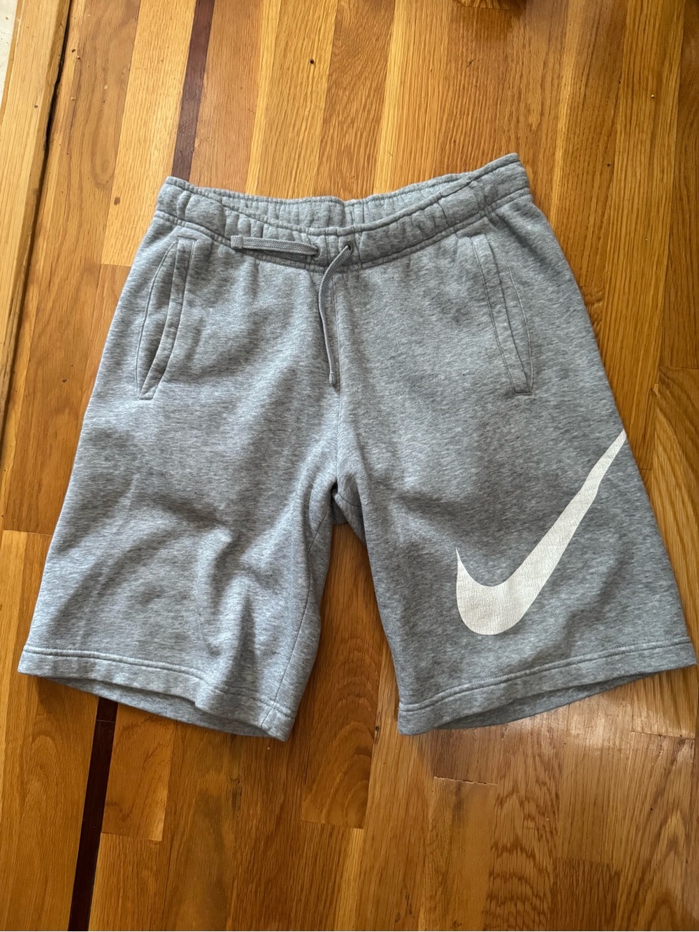 Nike Gray Fleece Shorts with White Swoosh